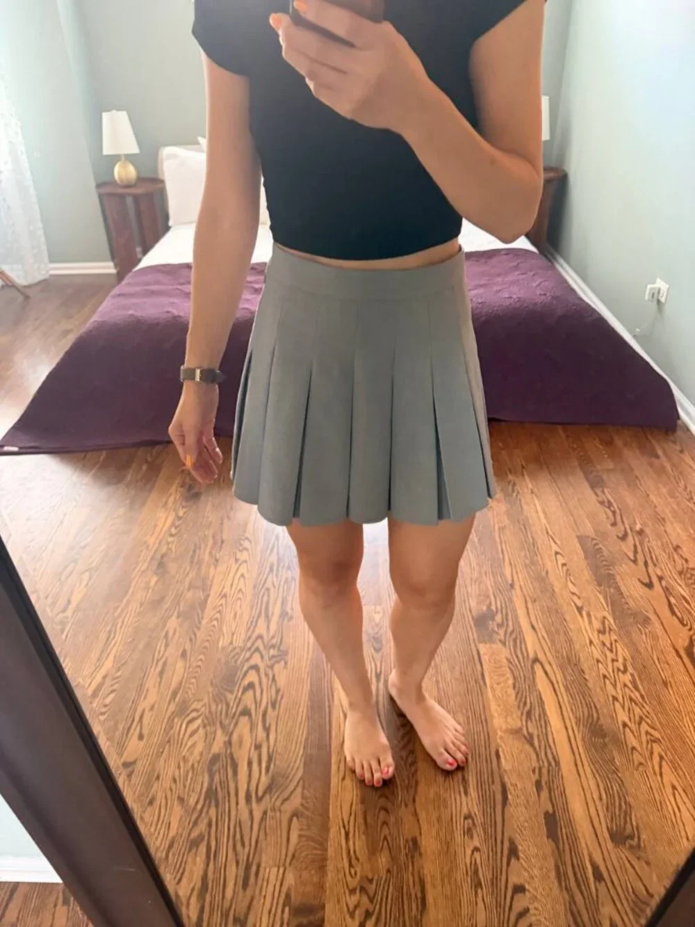 Abound Light Grey Pleated Tennis Mini Skirt